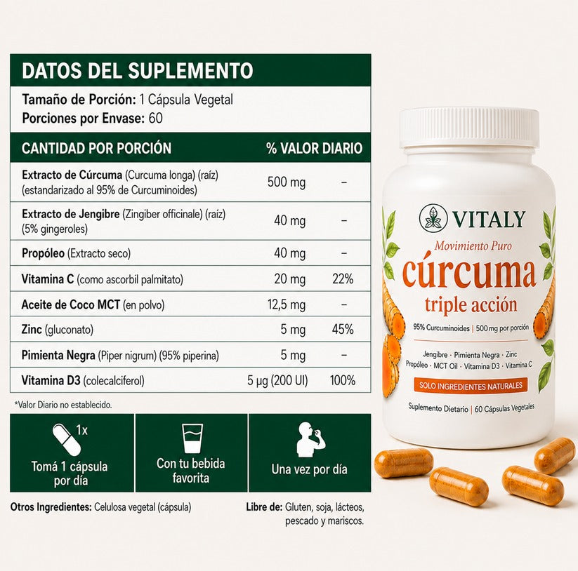 VITALY - Cápsulas Premium de Triple Acción Antiinflamatoria