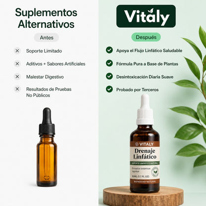 Gotas Vitaly™ | Drena Naturalmente la Hinchazón del Rostro, Abdomen y Piernas