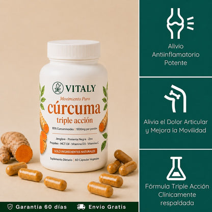 VITALY - Cápsulas Premium de Triple Acción Antiinflamatoria